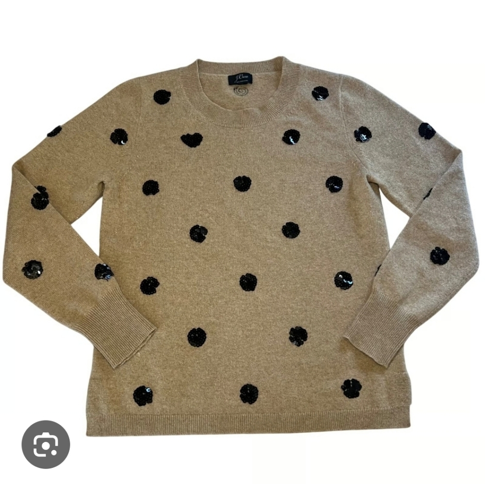 J. Crew  XXL 100% Cashmere Sweater with Black Sequins